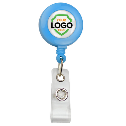 Neon Custom Badge Reel With Belt Clip (P/N 2120-308X) - Add Your Logo with a clip and a customizable logo area in the center, perfect for promotional staff needing custom badge reels to showcase their brand logo.