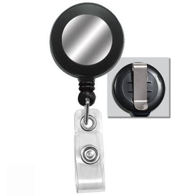 Black Badge Reel with Silver Metallic Sticker and Belt Clip (2120-3151)