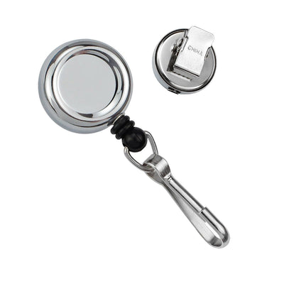 Mini Chrome Silver Key Reel With Spring Clip And Metal Swivel Hook (2120-3400)