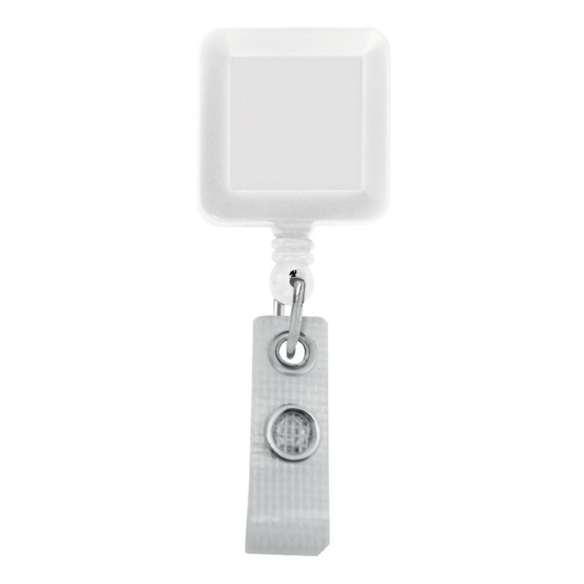 White Square Badge Reel With Reinforced Vinyl Strap And Belt Clip (P/N 2120-382X) 2120-3828