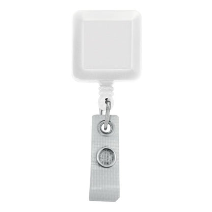 White Square Badge Reel With Reinforced Vinyl Strap And Belt Clip (P/N 2120-382X) 2120-3828