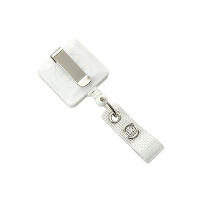 A Square Badge Reel With Reinforced Vinyl Strap And Belt Clip (P/N 2120-382X), perfect for daily use. Sold by Specialist ID.