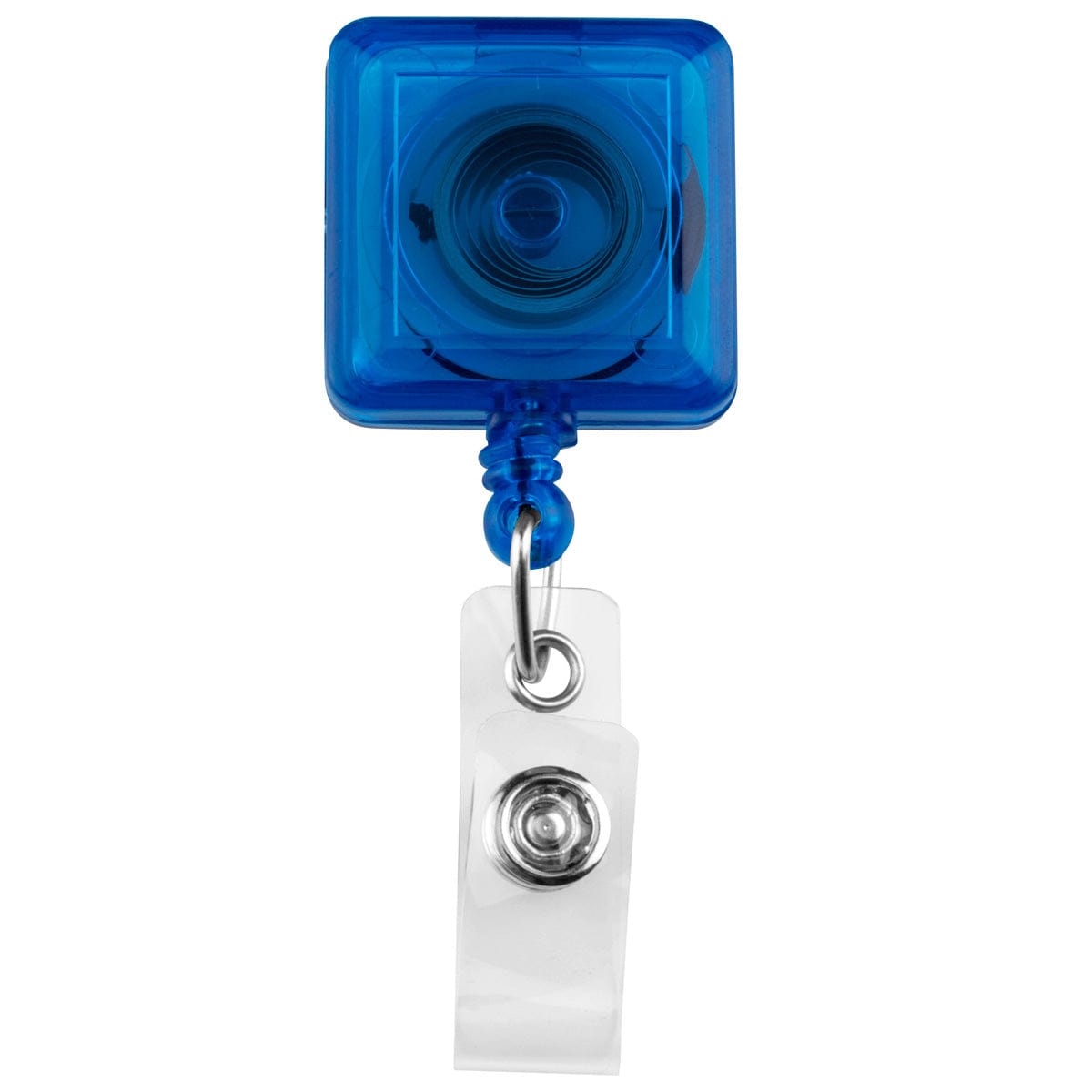 Translucent Blue Square Badge Reel With Clear Vinyl Strap & Belt Clip (P/N 2120-3862) 2120-3862