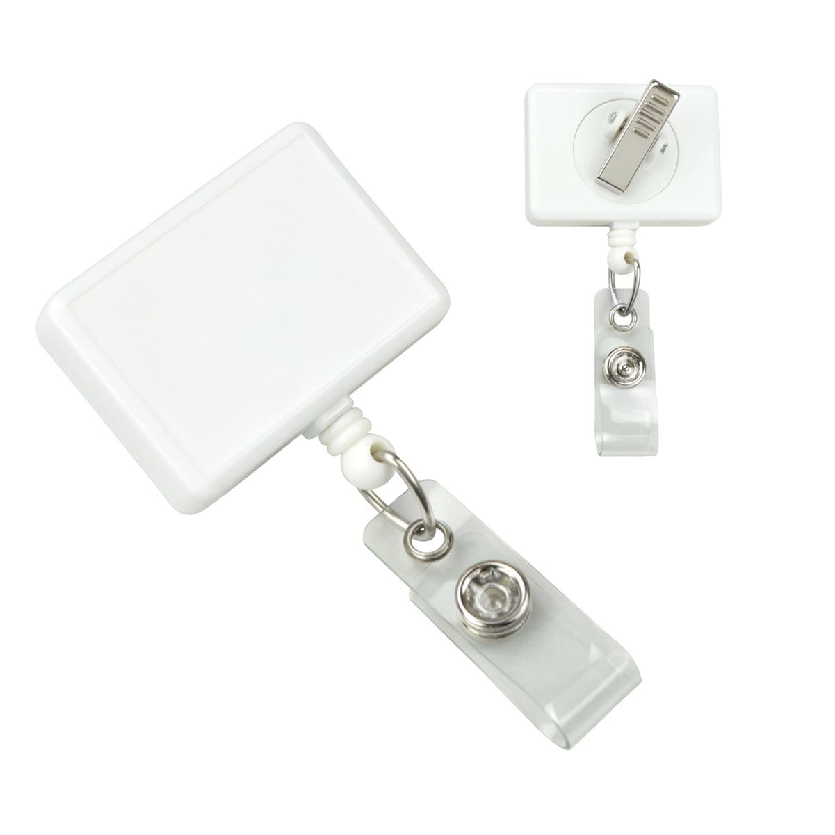White Rectangle Retractable Badge Reel With Rotating Swivel Clip (P/N 2120-390X) 2120-3908