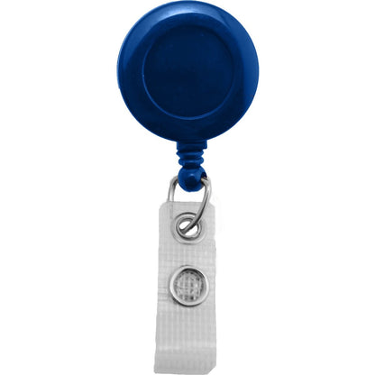 Blue Badge Reel With Reinforced Vinyl Strap And Spring Clip (P/N 2120-475X) featuring a spring clip and a reinforced vinyl strap for added durability. Sold by Specialist ID.