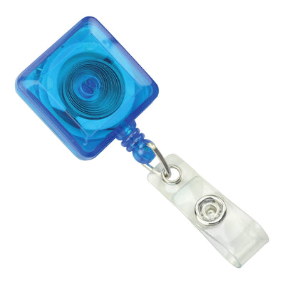 Translucent Blue Square Retractable Badge Reel With Spring Clip (P/N 2120-5712)
