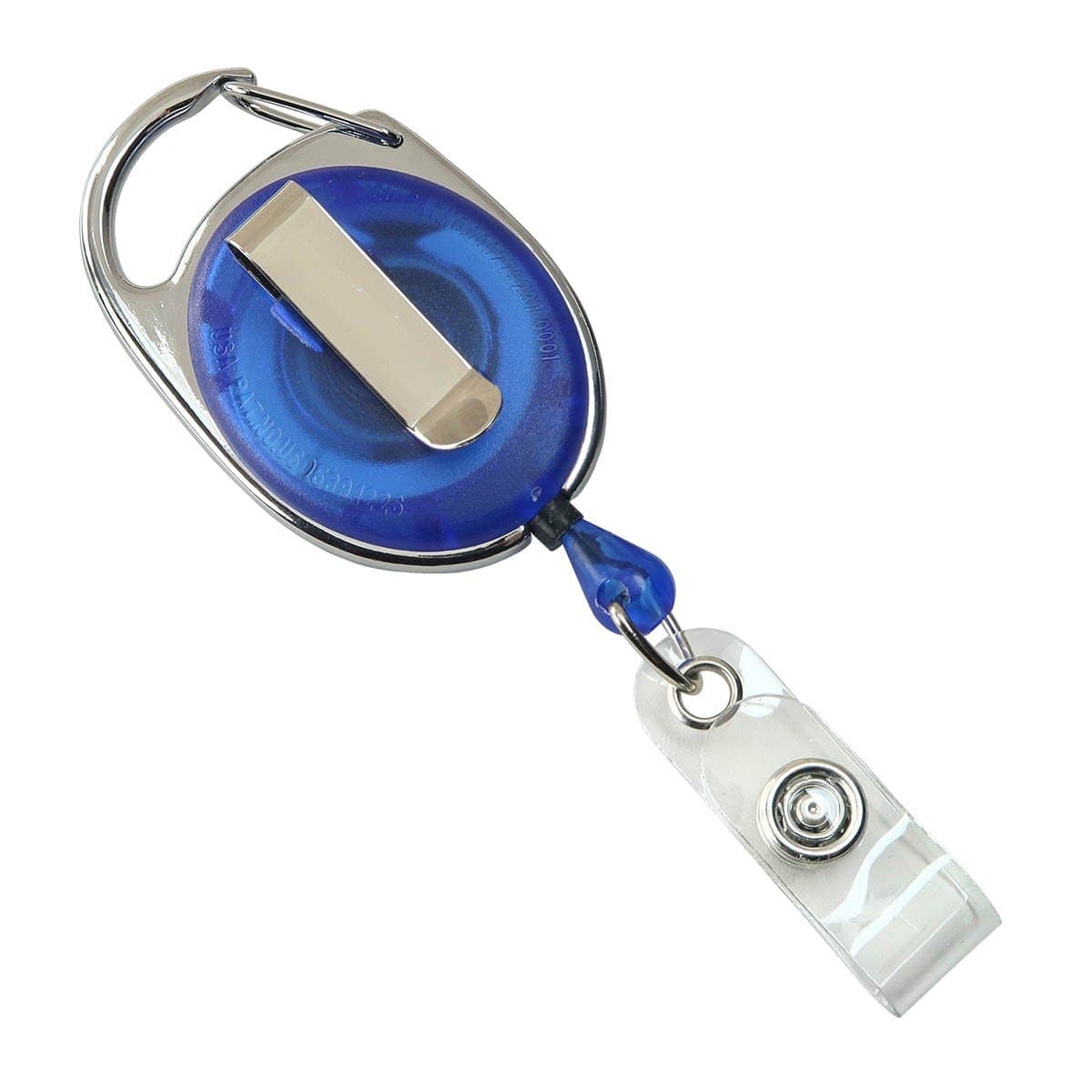 Translucent Blue Premium Oval Badge Reel with Carabiner and Belt Clip (2120-71XX) 2120-7152