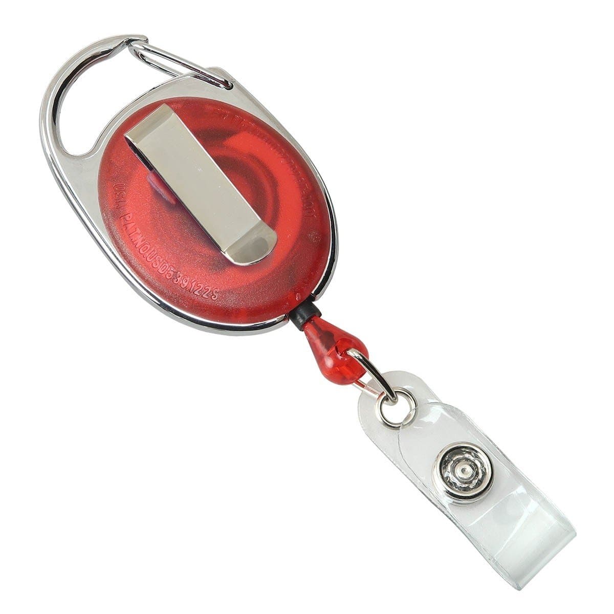 Translucent Red Premium Oval Badge Reel with Carabiner and Belt Clip (2120-71XX) 2120-7156