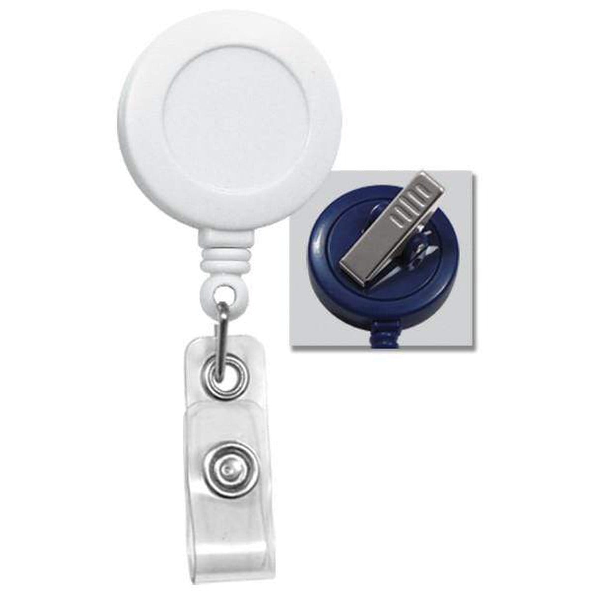 White Badge Reel with Swivel Spring Clip (P/N 2120-760X) 2120-7608