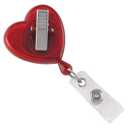 A Heart Shaped EKG Themed Badge Reel with Swivel Spring Clip (2120-76XX) with a clear retractable badge holder, perfect for any hospital setting. Sold by Specialist ID.