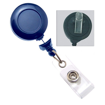 A No Twist Badge Reel with a Swivel Spring Clip (P/N 2120-764X) with a clear hook for attaching badges, designed specifically for the medical industry to ensure secure, no-twist functionality.