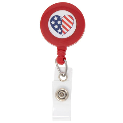 Patriotic Heart Flag Badge Reel with Belt Clip (P/N 2120-7652)
