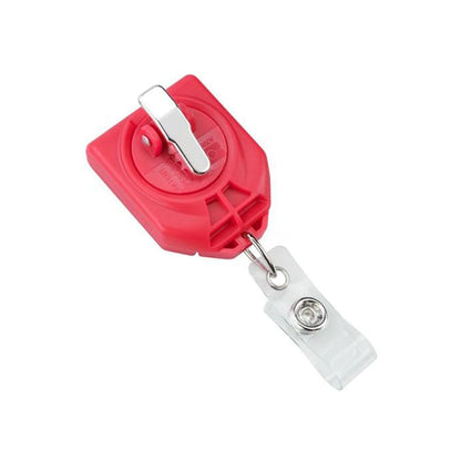 B-REEL Badge Reel with Saw-toothed Swivel-clip (P/N 2120-780X) with a no twist design and a transparent plastic strap, featuring a metal saw-toothed swivel clip. Sold by Specialist ID.