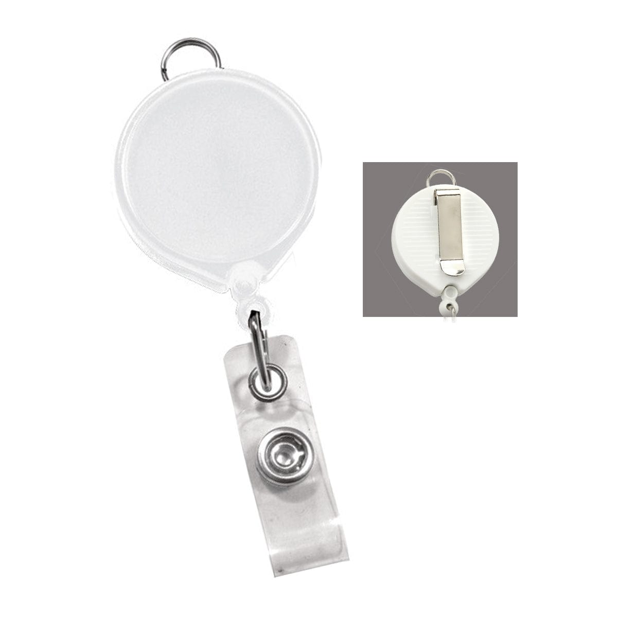 White Badge Reel with Lanyard Attachment and Belt Clip (P/N 2124-302X) 2124-3038