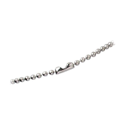 A 2125-1000 Nickel-Plated Steel 24" Beaded Neck Chain featuring a silver beaded chain with a metal connector at the center.