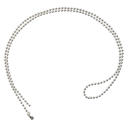 A 2125-1000 Nickel-Plated Steel 24" Beaded Neck Chain with evenly spaced circular beads and a clasp at one end.