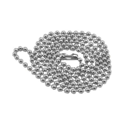 A 2125-1000 Nickel-Plated Steel 24" Beaded Neck Chain featuring a coiled, nickel-plated steel ball chain with a secure connector.