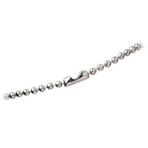 A Nickel-Plated Steel Beaded Neck Chain, Length 36" (P/N 2125-2000) featuring spherical beads and a sturdy central clasp, isolated on a white background. This durable accessory is perfect for ID badge applications.