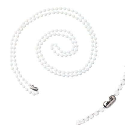 A Plastic Beaded Neck Chain Bead 2130-400X with a metal connector, arranged in a spiral pattern on a white background.