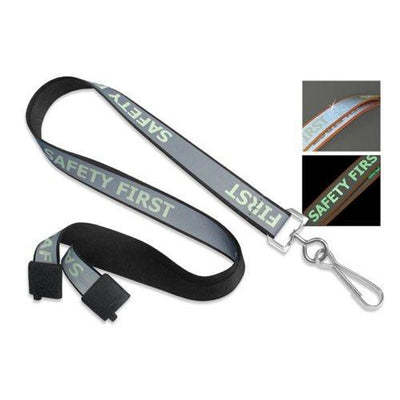"Safety First" Reflective Lanyard With Luminescent Glow in the Dark Print 2135-251X