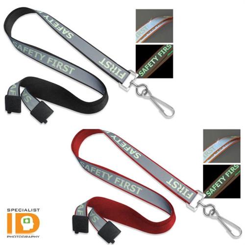 "Safety First" Reflective Lanyard With Luminescent Glow in the Dark Print 2135-251X