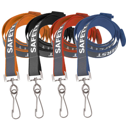 Several colorful Reflective "Safety First" Printed ID Neck Lanyard With Metal Swivel Hook 2135-25XX, including reflective options, to ensure safety first in all environments. Sold by Specialist ID.