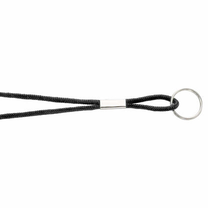 A Thin Round Lanyard with Keychain Split Ring (2135-310X) with a nickel plated steel split ring and metal loop attached at the end. Sold by Specialist ID.