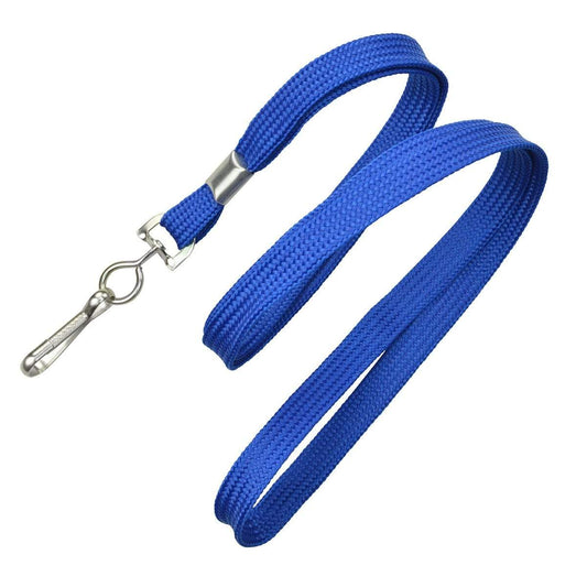 A Premium Economy Lanyards with Swivel Hook - 3/8 Flat Width Non-Breakaway Badge Lanyard (2135-350X) with a steel swivel hook on one end and a loop handle on the other.