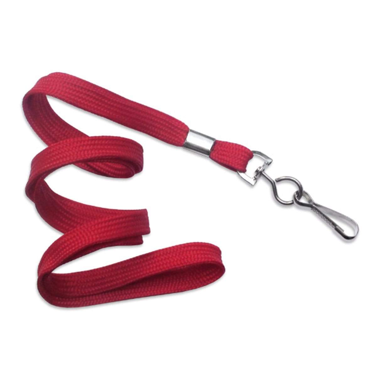 Red Flat Braid Woven Non-Breakaway Lanyard With a Steel Swivel Hook (P/N 2135-350X) 2135-3506