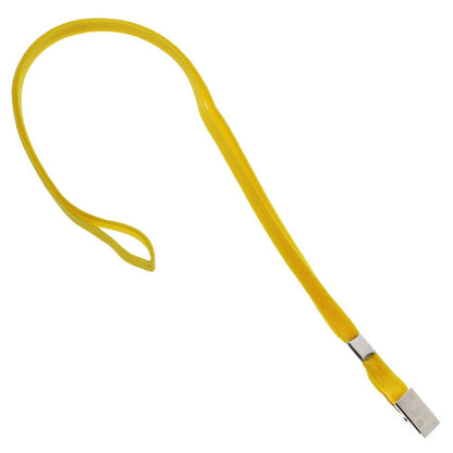 A Flat Braid Woven Non-Breakaway Lanyard With a Steel Bulldog Clip (P/N 2135-355X) with a sturdy steel bulldog clip at the end. Sold by Specialist ID.