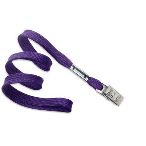 Purple Flat Braid Woven Non-Breakaway  Lanyard With a Steel Bulldog Clip (P/N 2135-355X) 2135-3563
