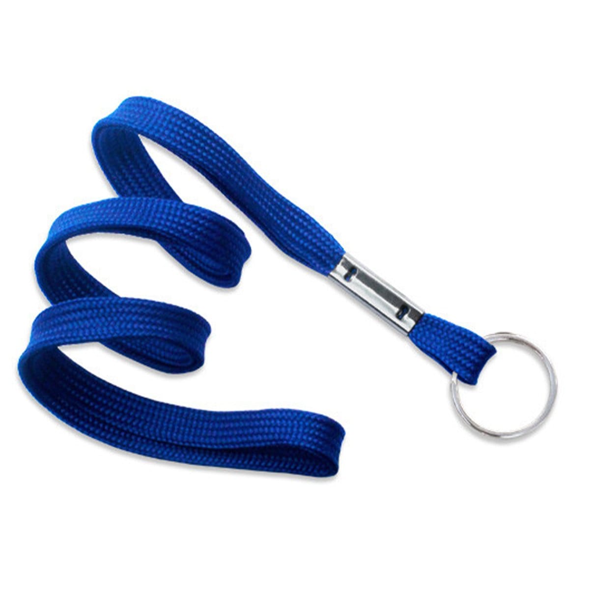 Royal Blue Flat Braid Woven Lanyard With Nickel-Plated Steel Split Ring 2135-365X 2135-3652