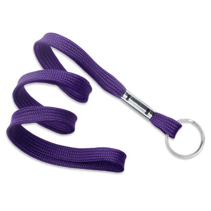 A durable Flat Lanyard with Key Ring - 3/8 Inch Non Breakaway Neck Lanyard for Keys or ID (2135-365X) features a metal clip and a key ring attachment.