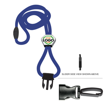Metal Detector Friendly Heavy Duty Custom Lanyard with Diamond Slider, Breakaway Clasp & Quick Release Plastic Hook - MRI Safe (2135-45XX)