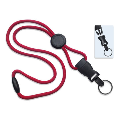 Red 1/4" breakaway round lanyard with detachable split ring, SKU 2135-4616.
