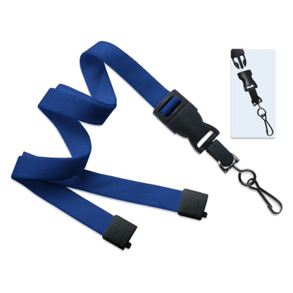 Breakaway Lanyard with Quick Release Detachable Swivel Hook (2135-464X) with a metal clip, plastic buckle attachment, and detachable swivel hook, shown in both a coiled form and close-up sections.