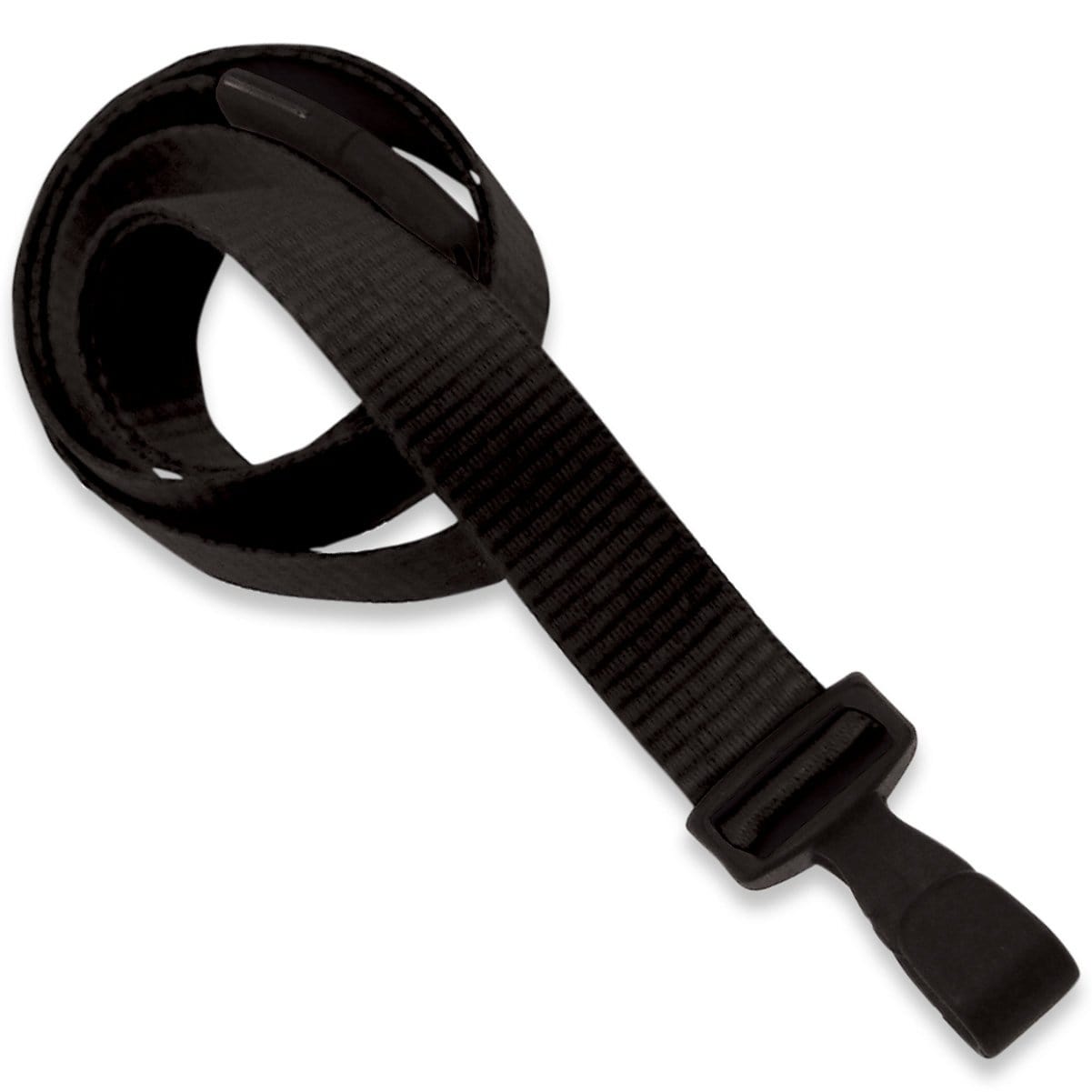 Black Antimicrobial 5/8 Inch Lanyard with Breakaway Clasp & No-Twist Plastic Hook (2136-340X) 2136-3405