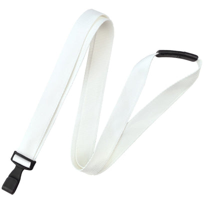 Antimicrobial Lanyard with Breakaway Clasp and No Twist Plastic Hook - 5/8" Wide (2136-340X) with black plastic clips at each end, lying on a white background, made from nanoparticle-coated fibers to inhibit the growth of germs.