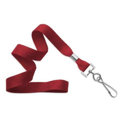 A red, non-breakaway Microweave Polyester Lanyard With Nickel-Plated Steel Swivel Hook 2136-350X. Sold by Specialist ID.