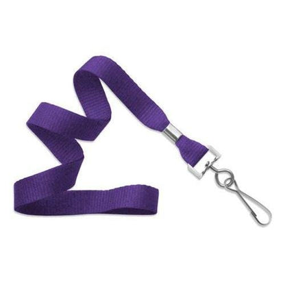 A purple Microweave Polyester Lanyard With Nickel-Plated Steel Swivel Hook 2136-350X with a metal clip and a nickel-plated steel swivel hook. Sold by Specialist ID.