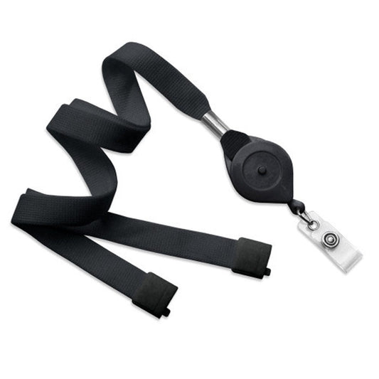 Black 2136-3521 Quick-Lock breakaway badge reel lanyard with clear vinyl strap.