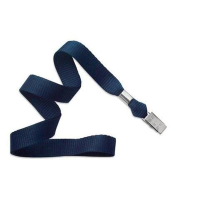 A Wide Non-Breakaway Lanyard with Bulldog Clip - Microweave Polyester 5/8 Inch Wide (2136-355X), typically for professional use, is coiled in an irregular pattern against a white background.