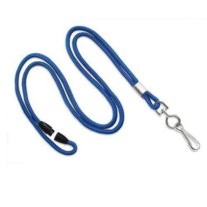 A Round Breakaway Lanyard with Swivel Hook (2137-200X) with a metal clip on one end, a black plastic handle on the other, and a handy swivel hook for added convenience. Sold by Specialist ID.