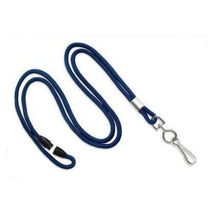 A blue Round Breakaway Lanyard with Swivel Hook (2137-200X), designed for holding items such as ID badges or keys. Sold by Specialist ID.
