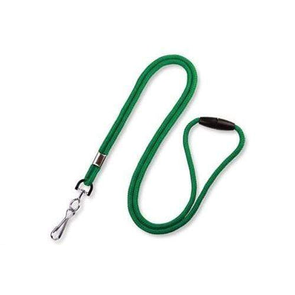A Round Breakaway Lanyard with Swivel Hook (2137-200X) with a metal clasp at one end, featuring a loop handle at the other and incorporating a swivel hook for added convenience. Sold by Specialist ID.