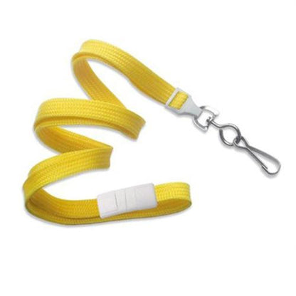 A Premium Breakaway Lanyard with Metal Swivel Hook (2137-5001, 50XX), featuring a silver clip and white plastic adjustable buckle, for added safety.