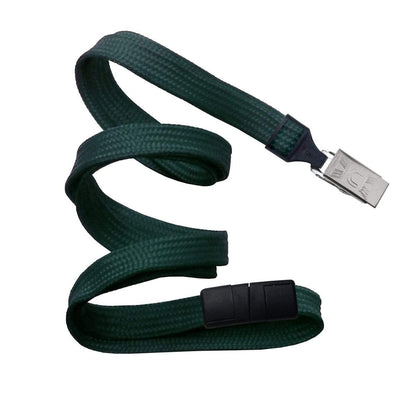 A Premium Breakaway Lanyard with Bulldog Clip (2137-600X) with a black plastic buckle and a metal clip at one end. Sold by Specialist ID.