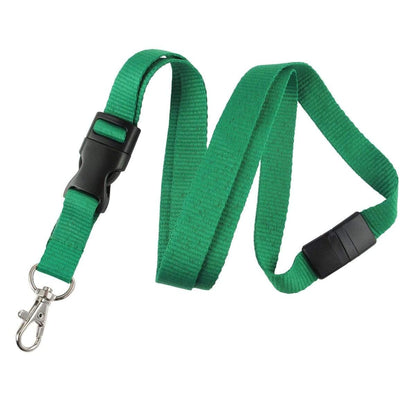 A Premium Wide Breakaway Lanyard with Detachable Lobster Claw Clasp - Great for Keys or Badges (2138-362X) with a quick-release clasp, a black plastic buckle, and a metal swivel keychain badge holder.