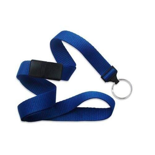 A Wide Breakaway Lanyard with Key Ring 2138-365X, featuring a black plastic attachment and a silver keyring, includes a safety breakaway feature. Sold by Specialist ID.