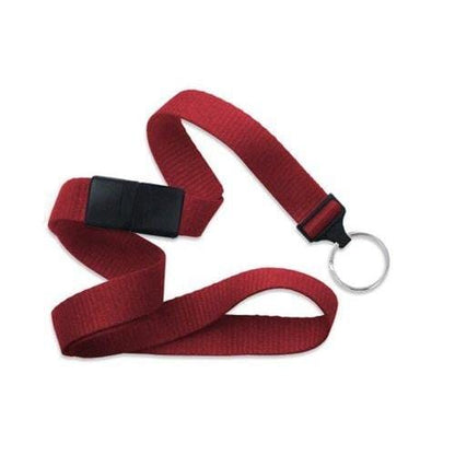 A Wide Breakaway Lanyard with Key Ring 2138-365X with a black plastic clip, a silver keyring attachment, and a safety breakaway feature. Sold by Specialist ID.